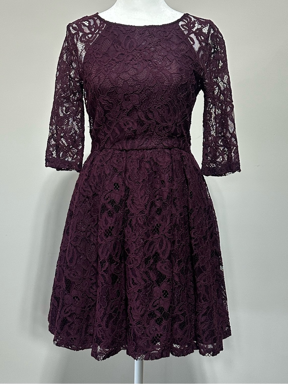 Cupcakes and Cashmere Burgundy Lace Fit & Flare Dress Size 0